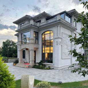 海口 白麻花岗岩私人别墅干挂石材豪华定制