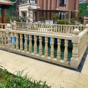 海口黄金麻花岗岩石材栏杆，扶手，将军柱，花瓶柱