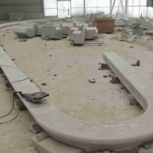 海口 芝麻白花岗岩弧形花坛石，坐凳石