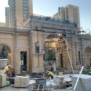 海口 黄金麻荔枝面花岗岩小区门楼外墙干挂