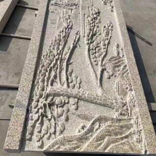 海口 黄金麻雕刻板浮雕迎客松