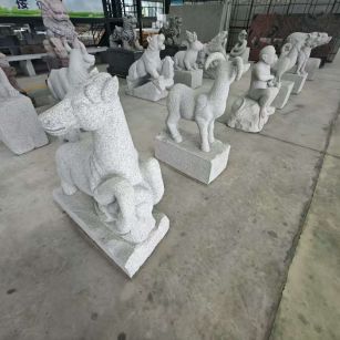 海口 芝麻白花岗岩造型立体雕刻——十二生肖
