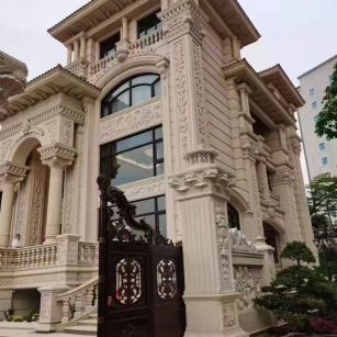 海口 黄金麻花岗岩别墅外墙干挂效果展示