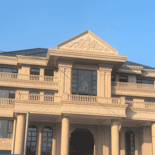 海口黄金麻别墅外墙干挂石材效果示例